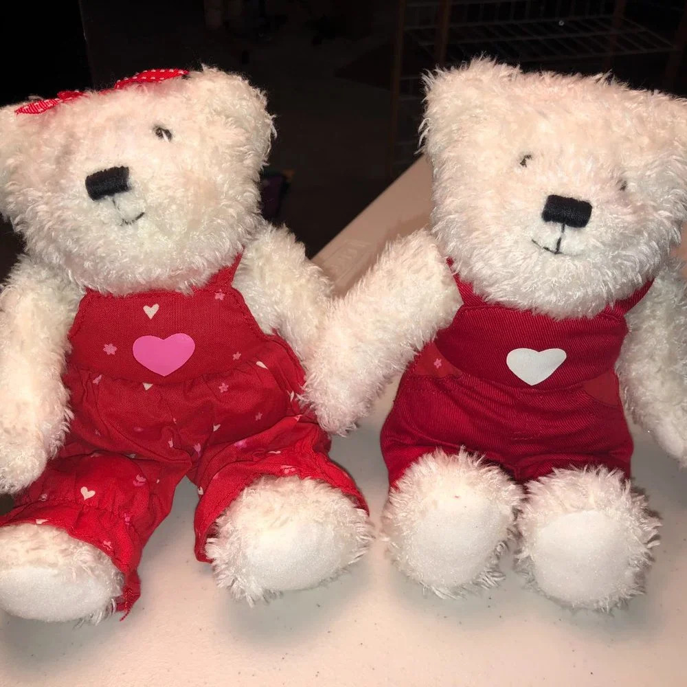 2004 Vintage Hallmark Blushing Bears Set Kissing Magnetic Hearts Valentine's - Picture 5 of 7